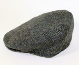 Authentic Harris Tweed Traditional Teflon Coated Blue Herringbone Wool Flat Cap