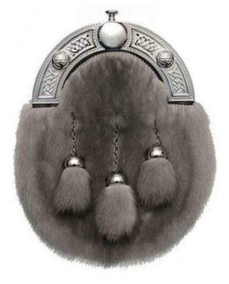 Sapphire Mink Dress Sporran Polished Chrome Celtic Cantle