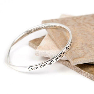 Love The Links Silver Far Away Thoughts Quote Message Bangle Bracelet