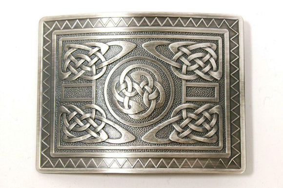 Highland Swirl Celtic Knot Kilt Belt Buckle - Brushed Antique Finish
