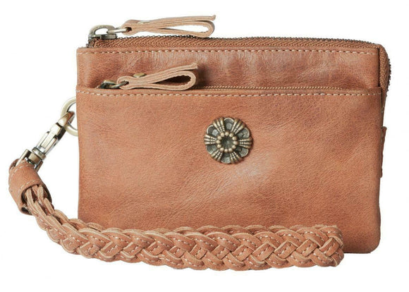 Mala Leather Tudor 2 Zip Wristlet Wallet With RFID Protection In Tan Or Black