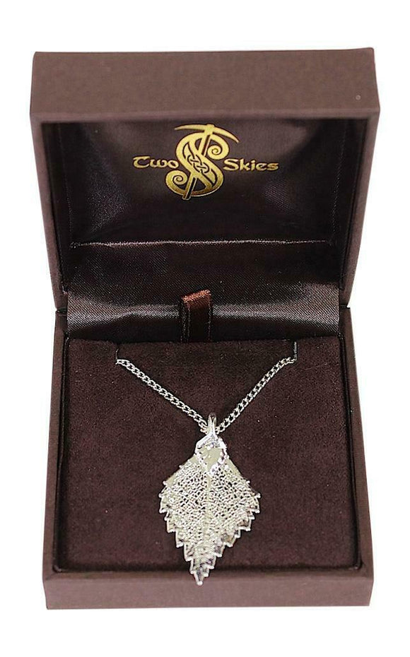 Two Skies Ltd Stunning Silver Plated Birch Leaf Necklace Pendant
