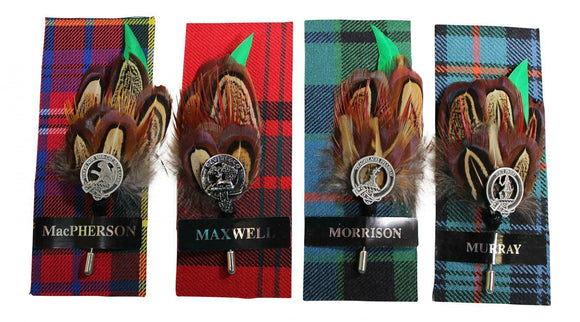 Ronnie Hek Feather Clan Crest Kilt Pin - MacPherson Maxwell Morrison Murray