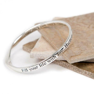 Love The Links Silver Joy Harmony Peace Quote Message Bangle Bracelet