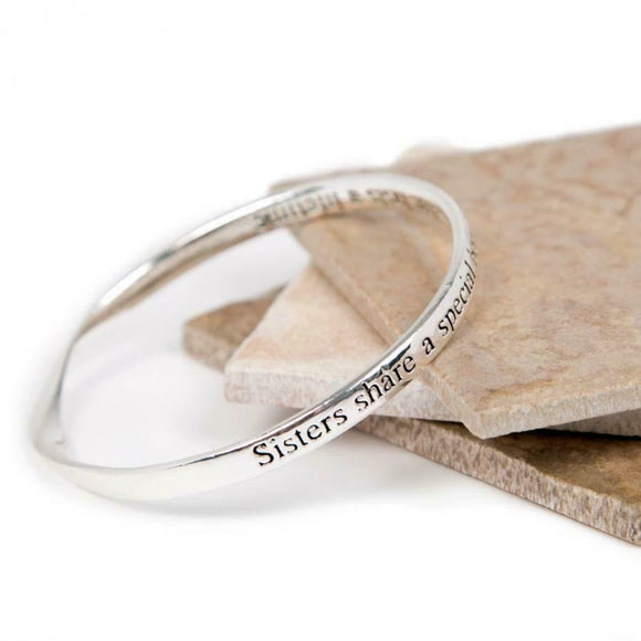 Love The Links Silver Sisters Bond Quote Message Bangle Bracelet