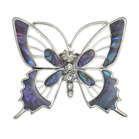 Tide Jewellery Inlaid Paua Purple Butterfly Brooch Pin