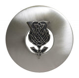 Traditional Scottish Chrome Matte Antique Thistle Kilt Plaid Sash Brooch Pin