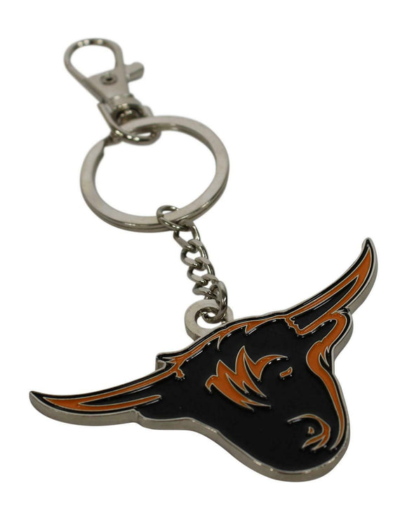 Black and Orange Enamel Highland Cow Coo Metal Key Chain Ring Charm