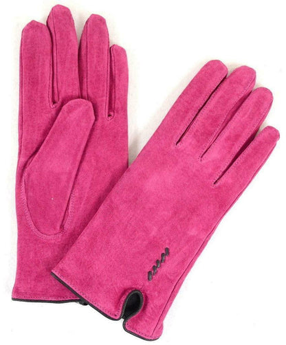 Eastern Counties British Suede Fleece Lined Ladies Gloves in Fuchsia Pink
