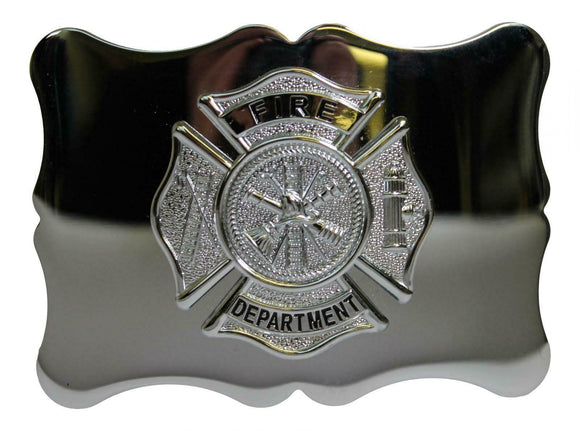 Polished Chrome US Fire Department Scalloped Edge Kilt Belt Buckle