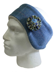 Stunning Blue Jay Pink Tweed Cosy Earwarmer Headband With Matching Corsage