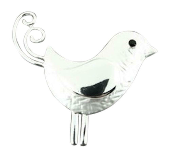 Alexander Thurlow Jewellery Silver Finish Bird Brooch with Curly Tail Feathers