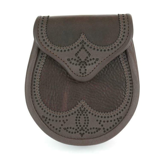 Brown Leather & Black Broughing Semi Dress Sporran