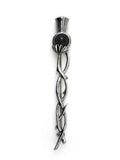Polished Pewter Jaggy Twisted Thistle Traditional Kilt Pin with Choice of Stone
