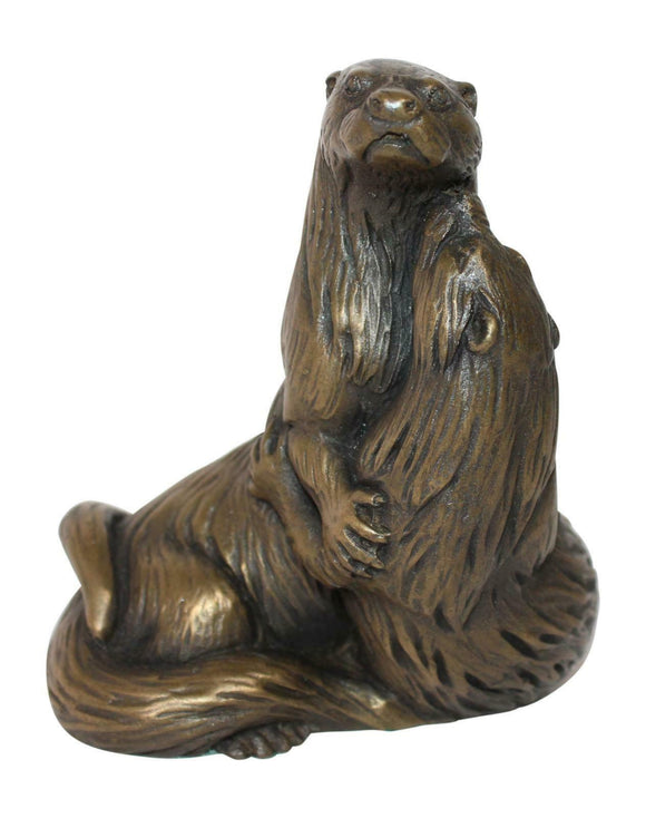 Oriele Cold Cast Bronze Pair Of Otters Figure Figurine Decoration