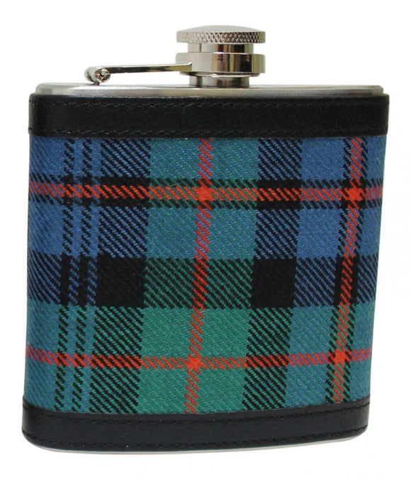 100% Scottish Tartan Wrapped 6oz Stainless Steel Hip Flask Murray Atholl Old
