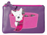 Mala Leather Purple Scottie Scottish Terrier Dog Pocket Coin Purse Wallet