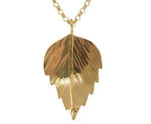 Claire Hawley Sterling Silver & Gold Vermeil Silver Birch Leaf Pendant & Chain