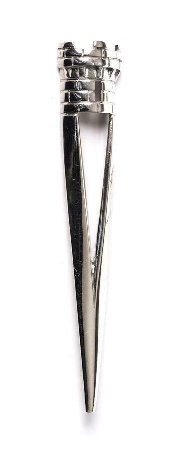 Solid Sterling Silver Castle Turret & Split Dagger Kilt Pin - Made in Scotland