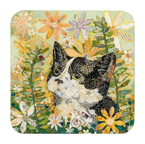Dawn Maciocia 'Wot A Lovely Ladybug' Black White Cat Ladybird Coaster Table Mat