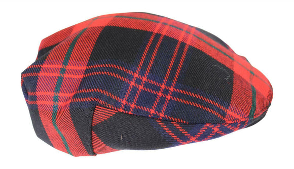 100% Regimental Heavy Weight Scottish Tartan Winter Wool Flat Cap - Brown Modern