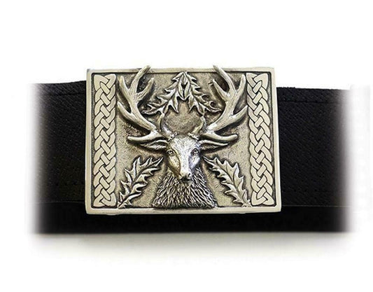 Stag Head & Thistle Kilt Buckle
