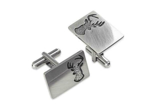Stunning Highland Stag Silhouette Cufflinks in Brushed Pewter