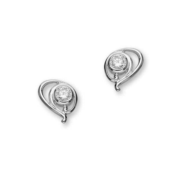 Ortak Scotland Retreat Cubic Zirconia Sterling Silver Stud Earrings