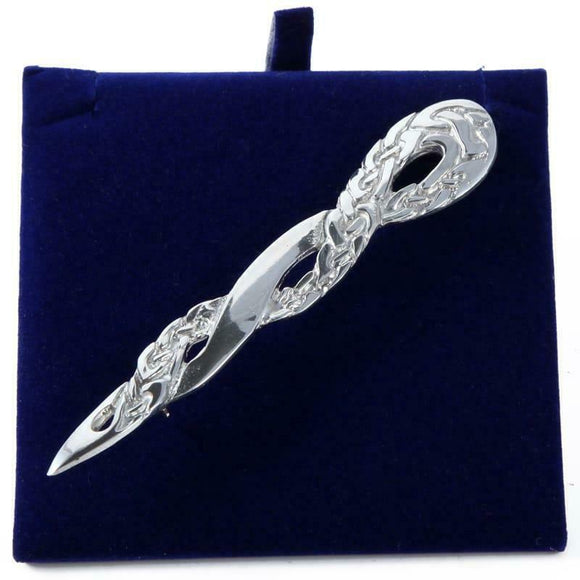 Pewtermill Celtic Interlace Plait Kilt Pin Polished Pewter - Made In Scotland