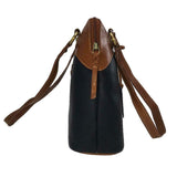 Rowallan Prelude Twin Handle Zip Top Tote Handbag Purse in Navy and Tan