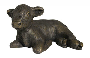 Oriele Cold Cast Bronze Laying Highland Cow Coo Calf Figure Figurine Decoration