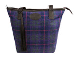 Wild Scottish Deerskin Leather Authentic Harris Tweed Large Tote Bag