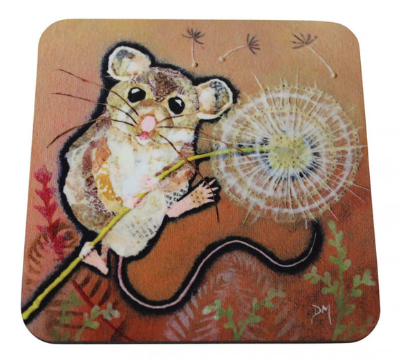 Dawn Maciocia Cute Wee Mouse & Dandelion 'Make A Wish' Coaster Table Mat