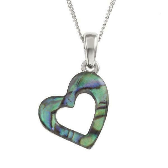Tide Jewellery Inlaid Paua Shell Open Heart Necklace