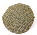 Authentic Harris Tweed Traditional Teflon Coated Brown Herringbone Wool Flat Cap