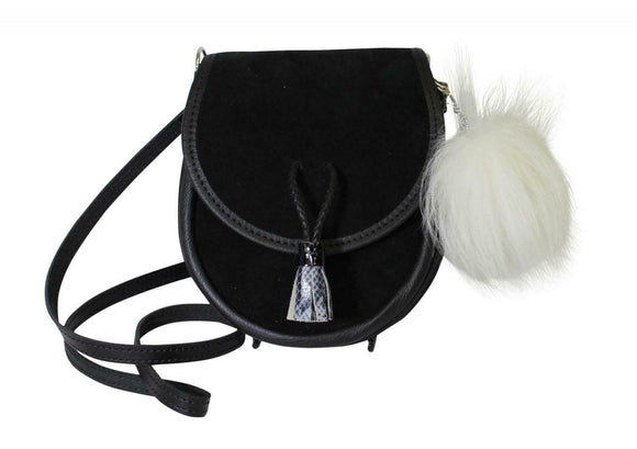 Fabulous Scottish Black Leather Suede Traditional Sporran Handbag