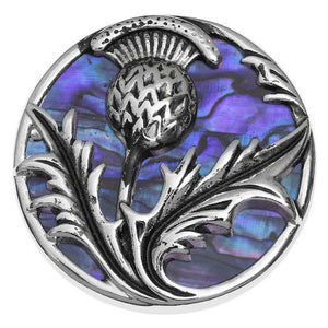 Tide Jewellery Inlaid Purple Paua Shell Scottish Thistle Brooch Pin