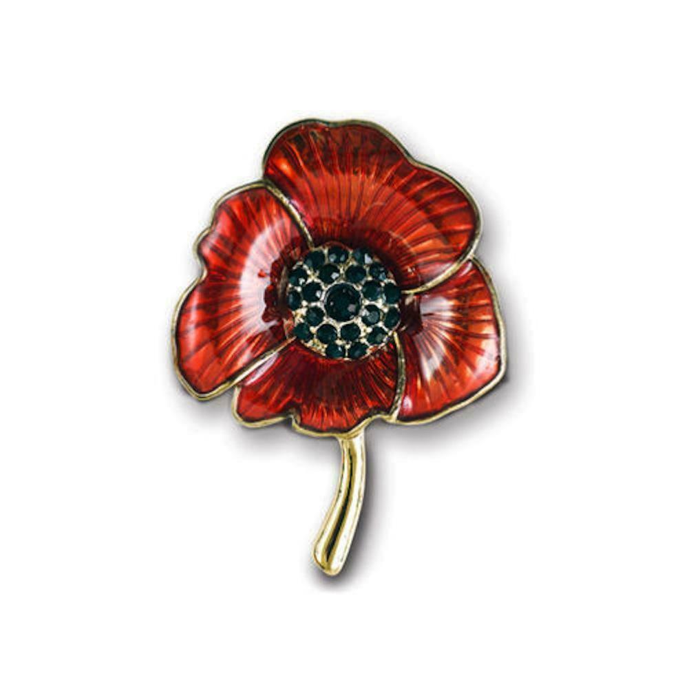 Red Enamel Poppy Brooch