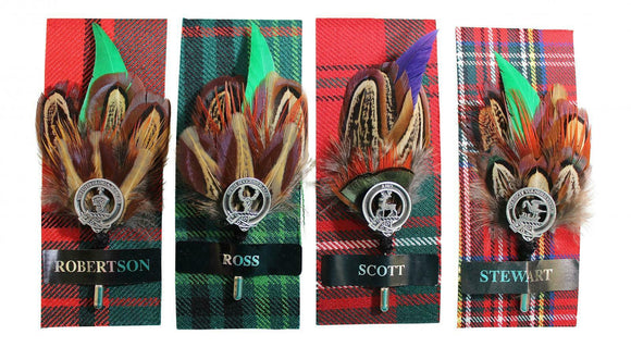 Ronnie Hek Feather Clan Crest Kilt Stick Pin - Robertson Ross Scott Stewart