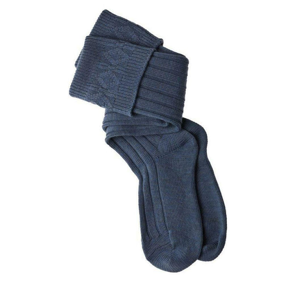 Thistles Shoes High Wool Content Calve Length Kilt Hose Socks in Lovat Blue