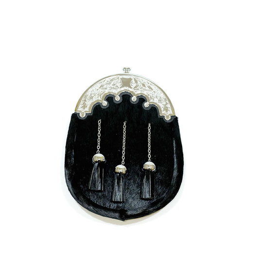 Black Pony Dress Sporran Celtic Cantle