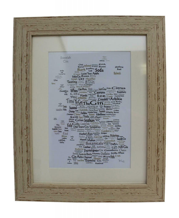 Art By The Loch Handmade Scottish Gin Alcohol World Map Word Art Picture