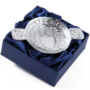 Mini Scottish Pewter Toasting Bowl Quaich " Welcome Beloved Child "