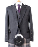 Crail Highland Jacket & Waistcoat in Charcoal Grey Arrochar Tweed Long Fit