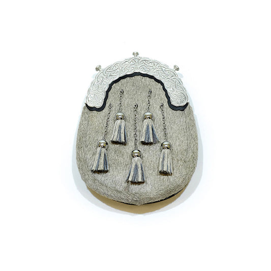 Light Grey Dress Sporran Two Tone Thistle Cantle