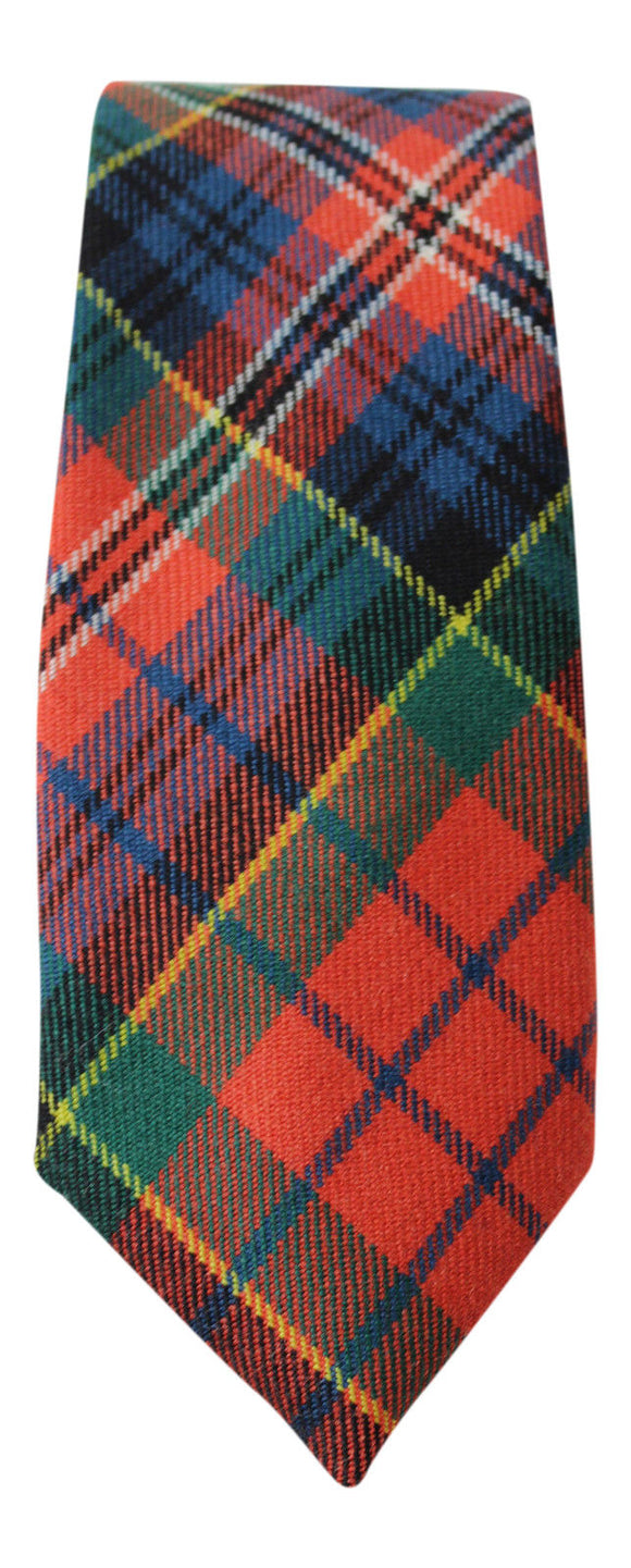 100% Wool Authentic Traditional Scottish Tartan Neck Tie - MacPherson Red Ancient