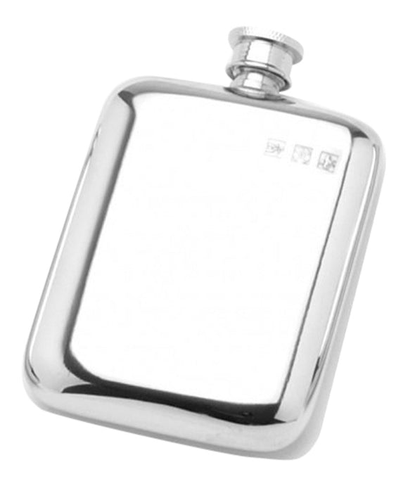 Stylish Slimline 6oz Square Polished Pewter Handcast Bottle Pocket Hip Flask
