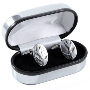 Solid Pewter Scottish Stag Antler Cufflinks in Polished Chrome with T-Bar