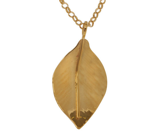 Claire Hawley Handcrafted Sterling Silver & Gold Vermeil Wild Apple Tree Leaf Pendant & Chain