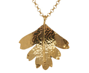 Claire Hawley Handcrafted Sterling Silver & Gold Vermeil Hawthorn Tree Leaf Pendant & Chain